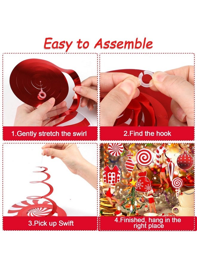 CCINEE 30 Sets Christmas Candy Cane Hanging Swirl Decorations, Paper Candy Land Decor for Christmas Birthday Party Holiday Home Ornaments - Image 4