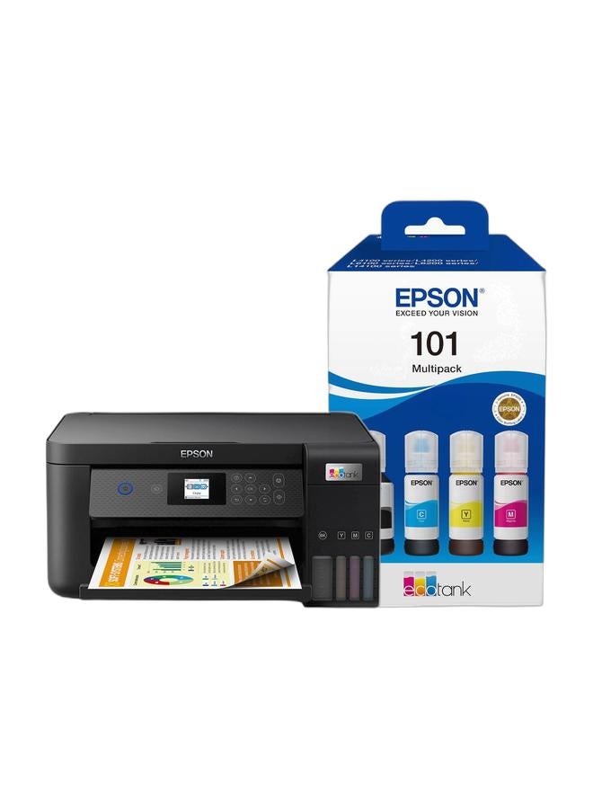 EPSON Ecotank L4260 Home Ink Tank Printer Double-Sided A4 Colour 3-In-1 With Wi-Fi Direct, Smart Panel Connectivity And Lcd Screen Black & 101 Ink Ecotank 4-Colour Multipack Multicolour Bundle - Image 1