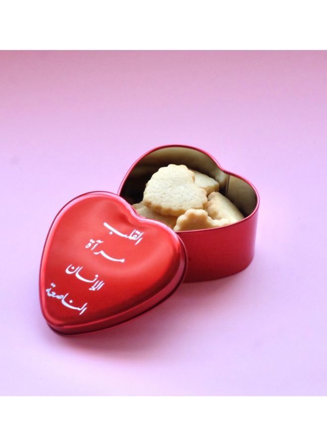 سُرور علبة هدايا معدنية حمراء على شكل قلب 9 × 9 سم - Image 3