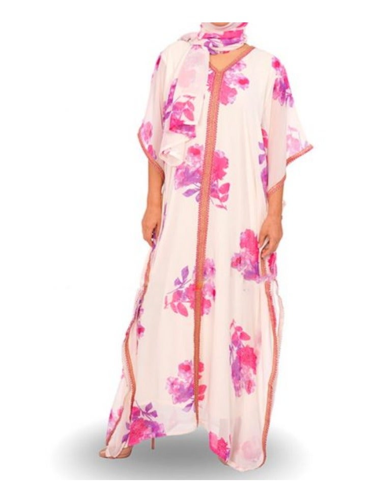 ZAYOSHE Chiffon Purple & Pink Kaftan  - Image 2