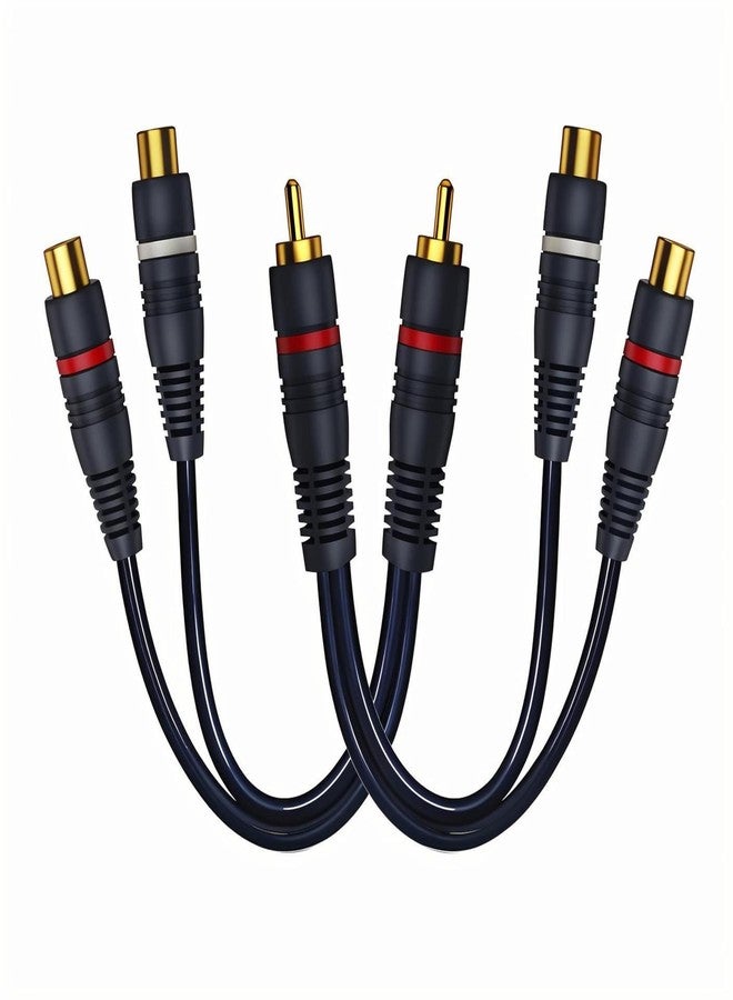 CNHIDEE RCA Splitter 1 Male to 2 Female 2 Pack, Y Splitter RCA Audio Video Cable Splitter Adapter Extension Cord 0.2M/0.65ft for Subwoofer Speaker Dark Blue - Image 1