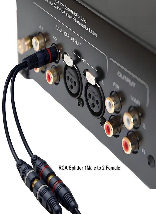 CNHIDEE RCA Splitter 1 Male to 2 Female 2 Pack, Y Splitter RCA Audio Video Cable Splitter Adapter Extension Cord 0.2M/0.65ft for Subwoofer Speaker Dark Blue - Image 2