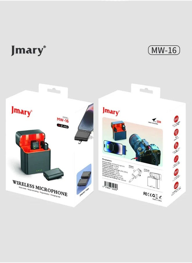 MW-16 2.4G Wireless Microphone for Mobile & Camera – Portable Lapel Lavalier Mic with Receiver for Clear Audio