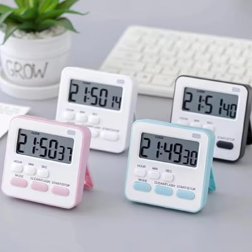 PEGACORN Digital Kitchen Timer & Stopwatch - Large Digit Countdown, Loud Alarm, Magnetic Back Stand Ideal for Cooking, Baking, Stop Watch Timer for Study Table (Pink & White)(Without Battery) (1pcs) - Image 5