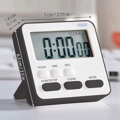 PEGACORN Digital Kitchen Timer & Stopwatch - Large Digit Countdown, Loud Alarm, Magnetic Back Stand Ideal for Cooking, Baking, Stop Watch Timer for Study Table (Pink & White)(Without Battery) (1pcs) - Image 4