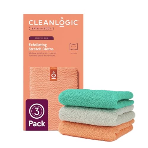 Cleanlogic Bath and Body Exfoliating Stretch Bath/Shower Cloth, Assorted Colors, 3 Count - Image 1