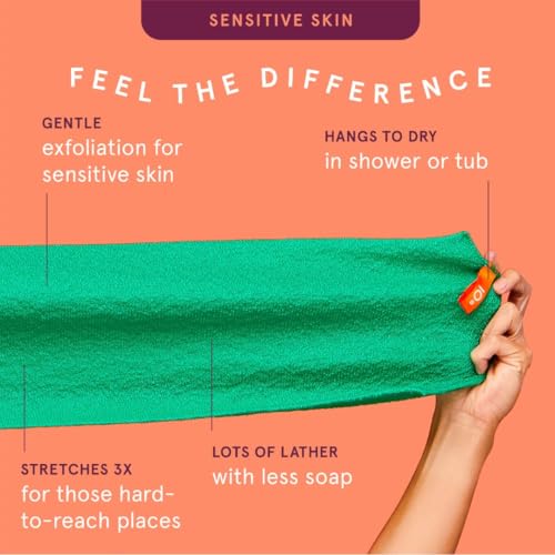 Cleanlogic Bath and Body Exfoliating Stretch Bath/Shower Cloth, Assorted Colors, 3 Count - Image 2