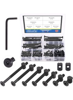Glarks Glarks 141Pcs Baby Bed Crib Screws Hardware Replacement Kit, M6x20/ 30/40/ 50/60/ 70/ 80mm Black Hex Socket Cap Screws and Nuts Assortment Kit with a Allen Wrench for Chair Table Cabinets Furniture  - Image 1