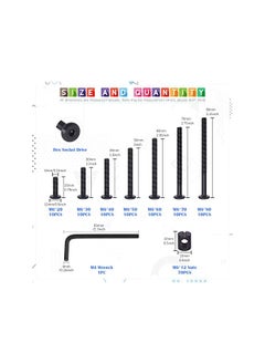 Glarks Glarks 141Pcs Baby Bed Crib Screws Hardware Replacement Kit, M6x20/ 30/40/ 50/60/ 70/ 80mm Black Hex Socket Cap Screws and Nuts Assortment Kit with a Allen Wrench for Chair Table Cabinets Furniture  - Image 2