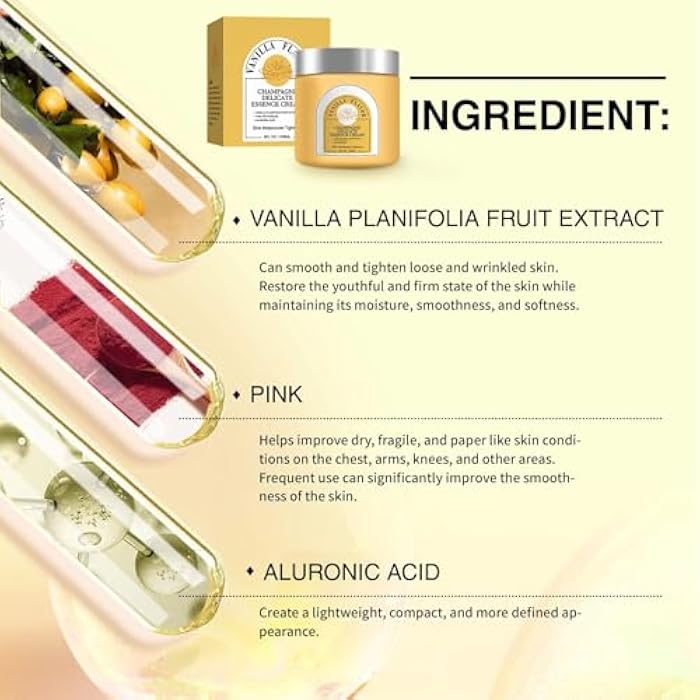 YILEST Champagne Lift Body Cream – Visibly Smooth Wrinkles & Dry, Fragile Skin | Firming Hydrating Body Cream For Face, Chest, Arms, Knees | Restores Youthful Glow | 8 Fl Oz (8 floz, Vanilla) - Image 4