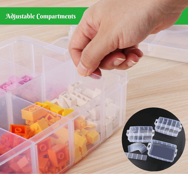 COOFANDY Craft Storage Box with Compartments, 3 Layer with 30 Sections Transparent Stackable Plastic Box Organizer with Handle, Practical Sorting Box for Crafts, Jewelry, Toy (transparent) - Image 3
