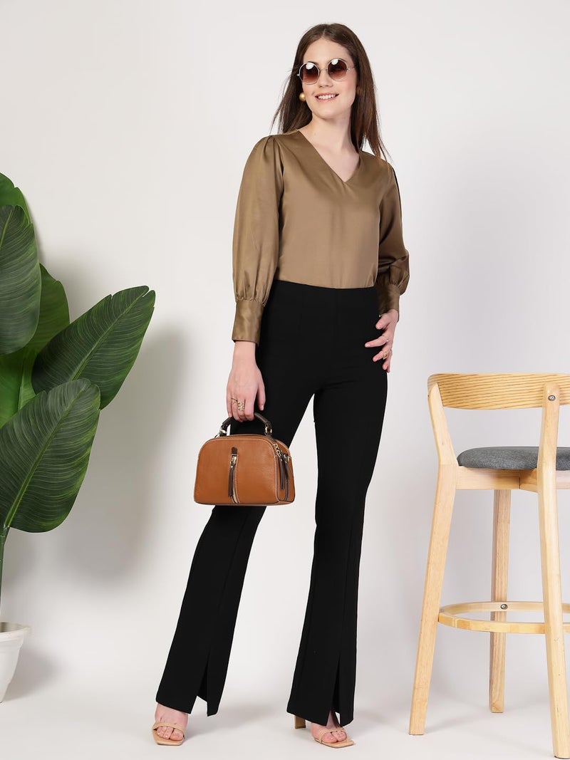 Style Quotient Women Bronze Satin Top - Image 5