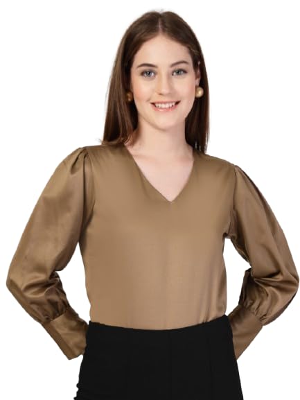 Style Quotient Women Bronze Satin Top - Image 1