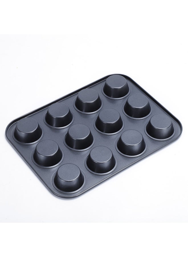 Non-stick 12-cavity Cake Mold Special Teflon Coating Baking Round Cake Mold Tart Molds Flat Bottom Muffin Cups-Specifications:12-hole Colorful Sprinkling Point With Cup - Image 5