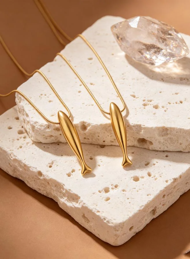 Take Two Golden Fish Pendant Necklace