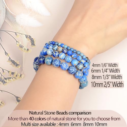 LPBeads Handmade Natural Gemstone Stretch Elastic 6mm Blue Imperial Jasper Bracelet Healing Crystal Round Stone Beads Jewelry Gifts for Women Men - Image 5