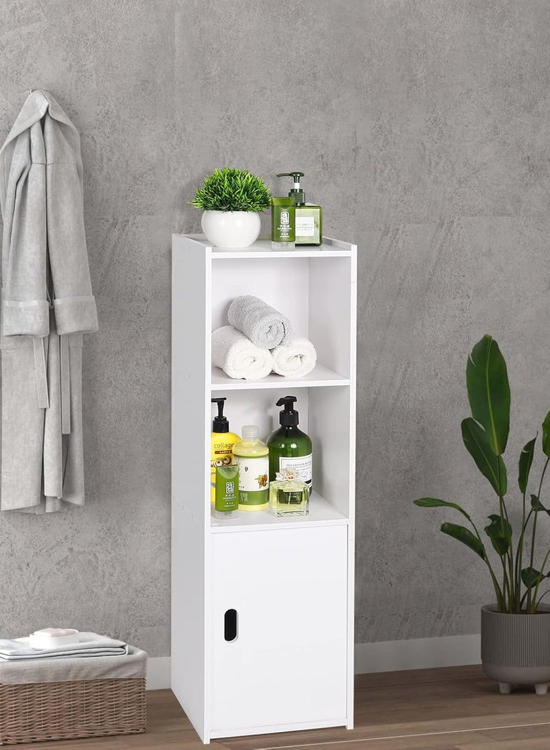 TPGP Waterproof Bathroom Cabinets, Bathroom Storage Units with Open Storage Shelf, Floor Standing Storage Cabinets, Corner Organizer Cupboard for Bedroom Kitchen Hallway, White - PVC Lightweight - Image 3