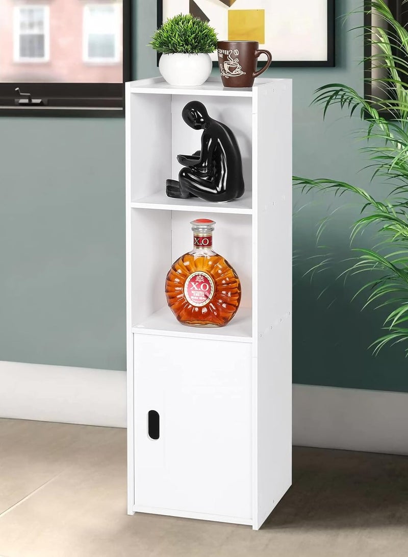 TPGP Waterproof Bathroom Cabinets, Bathroom Storage Units with Open Storage Shelf, Floor Standing Storage Cabinets, Corner Organizer Cupboard for Bedroom Kitchen Hallway, White - PVC Lightweight - Image 4