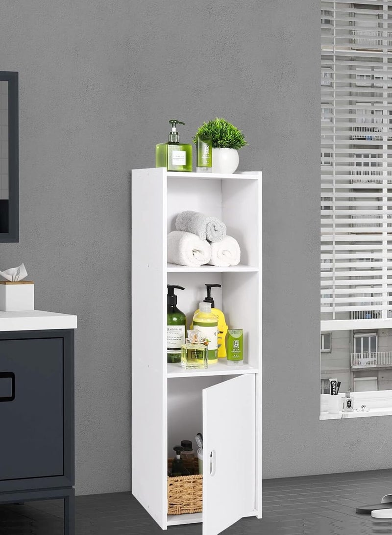 TPGP Waterproof Bathroom Cabinets, Bathroom Storage Units with Open Storage Shelf, Floor Standing Storage Cabinets, Corner Organizer Cupboard for Bedroom Kitchen Hallway, White - PVC Lightweight - Image 5