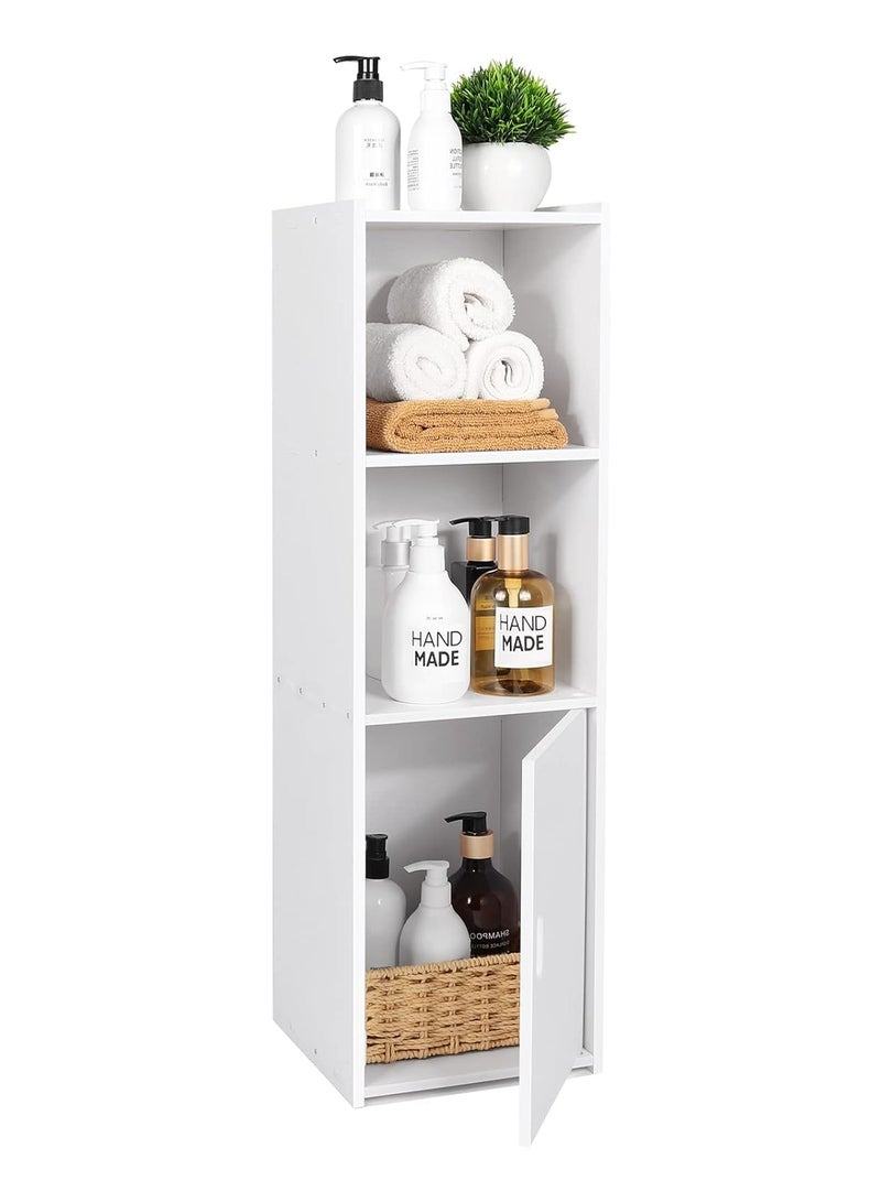 TPGP Waterproof Bathroom Cabinets, Bathroom Storage Units with Open Storage Shelf, Floor Standing Storage Cabinets, Corner Organizer Cupboard for Bedroom Kitchen Hallway, White - PVC Lightweight - Image 1