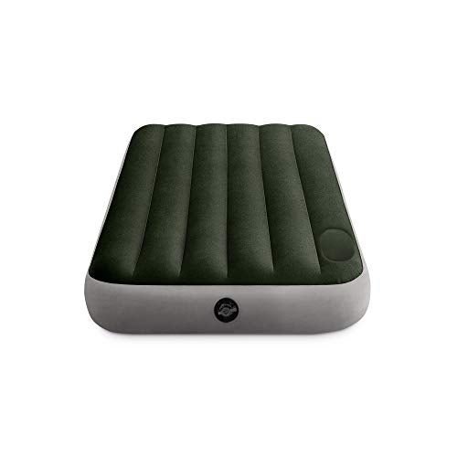 Intex 64761E Dura-Beam Standard Downy Air Mattress: Fiber-Tech – Twin Size – Built-in Foot Pump – 10in Bed Height – 300lb Weight Capacity - Image 1