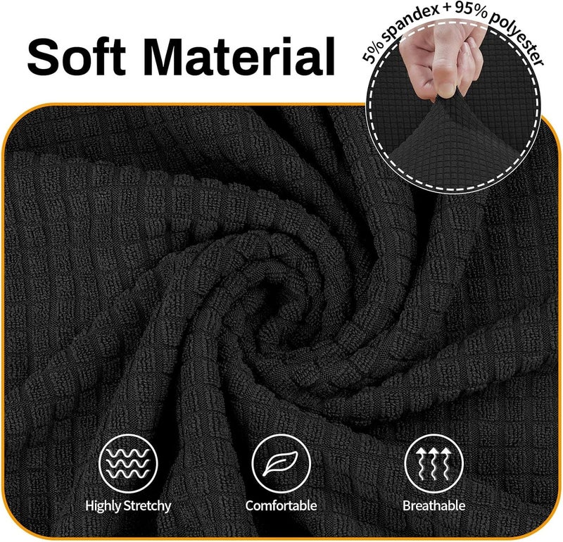 ASNOMY Sofa Covers for 2 Cushion Couch Stretch loveseat Cover Slipcovers, Pet Protector Furniture Covers for Dogs Cats Spandex Jacquard Fabric Small Checks（Medium， Black） - Image 3
