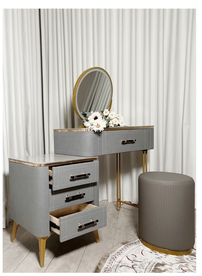 شي ون طاولة تسريح حديثة مع مرآة LED وكرسي مريح وأدراج تخزين - Image 4