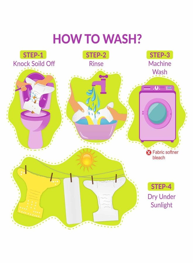 Kritiu Adjustable Reusable Washable Cloth Diaper With Insert Pad for Baby Girls & Boys | Eco-Friendly & Soft | One-Size Fits All | Ideal for Newborns to Toddlers | Multicolour-3, Set of 10 - Image 5