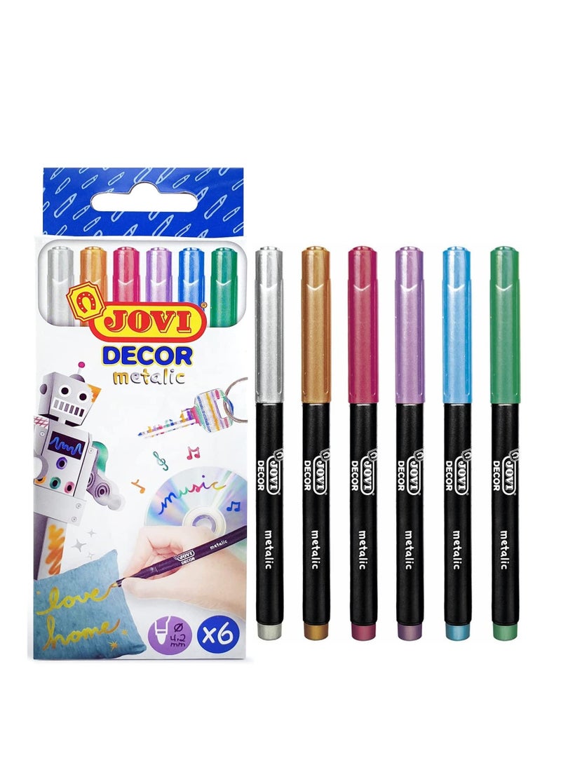 JOVI 6-Piece Decor Metallic Markers Multicolour - Image 1