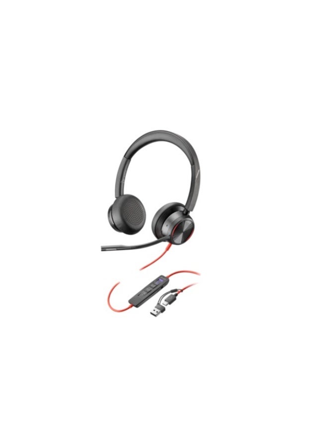 Blackwire 8225 USB-C Stereo Wired Headset with USB-C/A Adapter, Active Noise Cancellation (ANC), Acoustic Fence Noise-Canceling Mic, Hi-Fi Audio, Inline Controls, Microsoft Teams Certified | 8X223AA