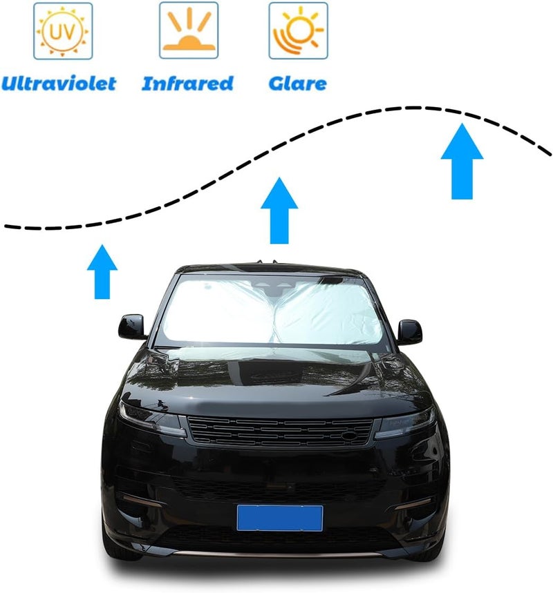 JONKOKO Car Windshield Sunshade Custom Fit for Land Rover Range Rover Sport 2023-2024 Foldable Sun Shield Reflective Polyester Sun Visor Cover Block Heat,UV Rays Sun Visor Protector (Style A) - Image 5