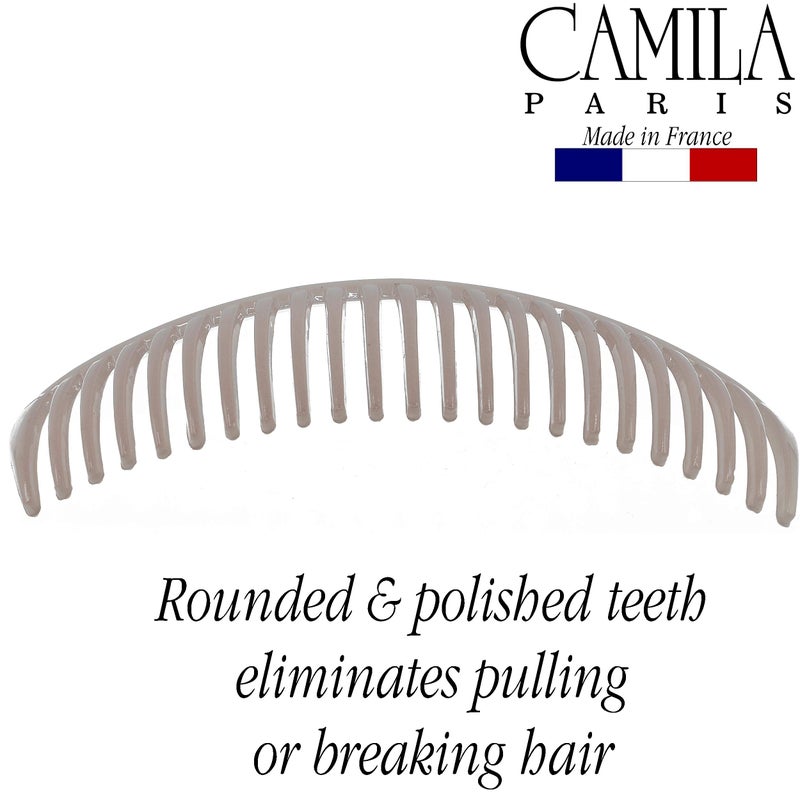 CAMILA مشط جانبي فرنسي كبير من كاميلا باريس CP2912، مشط فرنسي منحني بلون نود، مشط زينة لتثبيت الشعر بقوة للنساء، لتسريحات bun وchignon، مشابك شعر غير قابلة للانزلاق، إكسسوارات شعر للبنات، صنع في فرنسا - Image 4