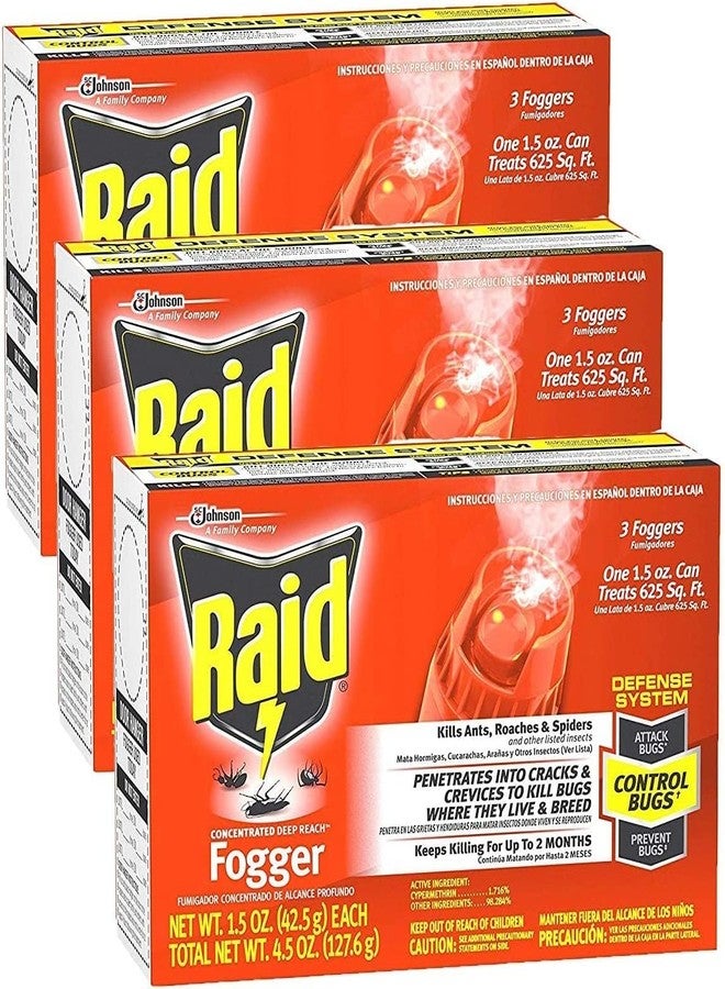 Raid® Concentrated Deep Reach Fogger, 1.5 oz, 3 Cans ( Pack of 3) - Image 1