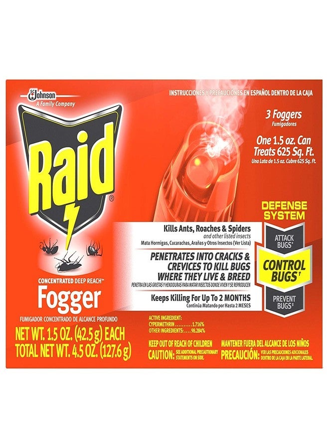 Raid® Concentrated Deep Reach Fogger, 1.5 oz, 3 Cans ( Pack of 3) - Image 2