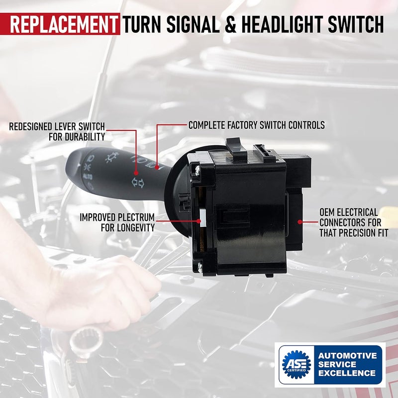 AA Ignition Headlamp Dimmer and Turn Signal Switch - Blinker Lever - Replaces D6253E, SW8004, 20940369 - Compatible with Chevy Malibu, Pontiac G6, Saturn Aura - 2006-2012 Model Years - Image 4