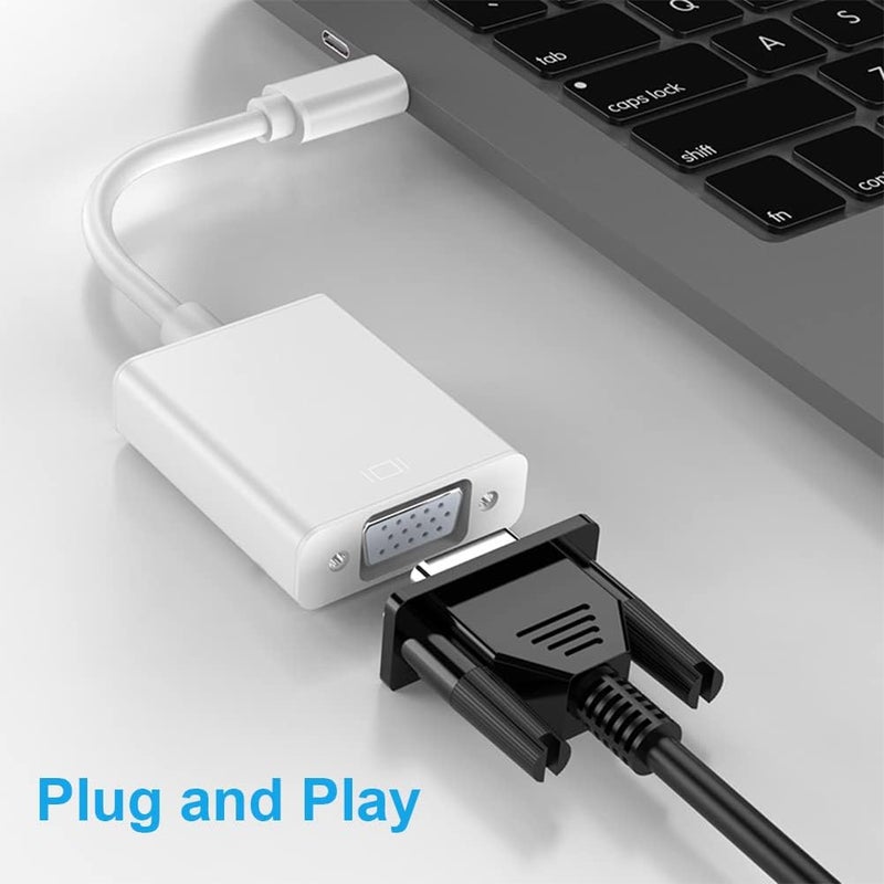 محول USB C إلى VGA، محول Thunderbolt 3 (Type-C) ذكر إلى VGA أنثى متوافق مع Google Chromebook Pixel وMac Book Pro 2020،2019،2018، وLenovo 900 - Image 3