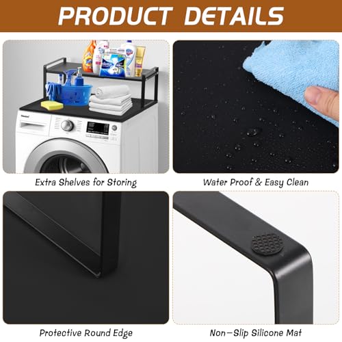 Wenceda 2 Pack Washer and Dryer Countertop with Retractable Shelf and Silicone Mat, Universal Front Load Washer and Dryer Countertop Set, Washer Dryer Shelf with Mat for Laundry Room Organization - Image 3