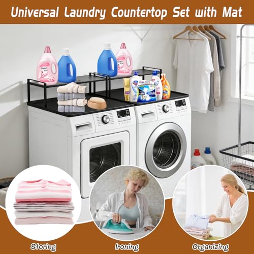 Wenceda 2 Pack Washer and Dryer Countertop with Retractable Shelf and Silicone Mat, Universal Front Load Washer and Dryer Countertop Set, Washer Dryer Shelf with Mat for Laundry Room Organization - Image 5