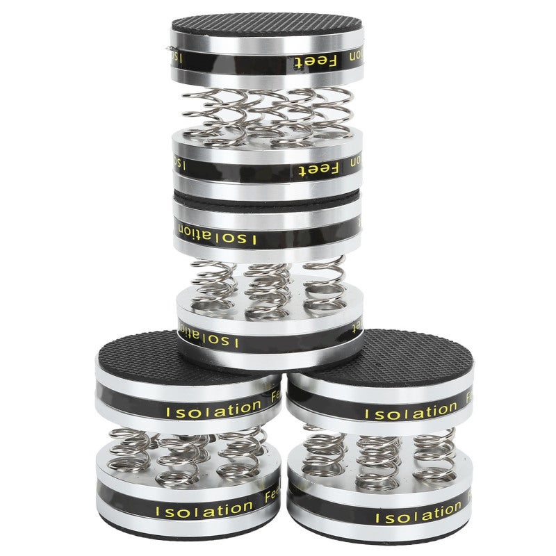 Preffair Spring Isolation Feet Pad Silver CNC Machined Aluminum Non-Slip Rubber Vibration Absorbing - Audio Feet Spikes with 7 Removable Stainless Steel Springs for Turntable Speaker Stereo Imaging - Image 1