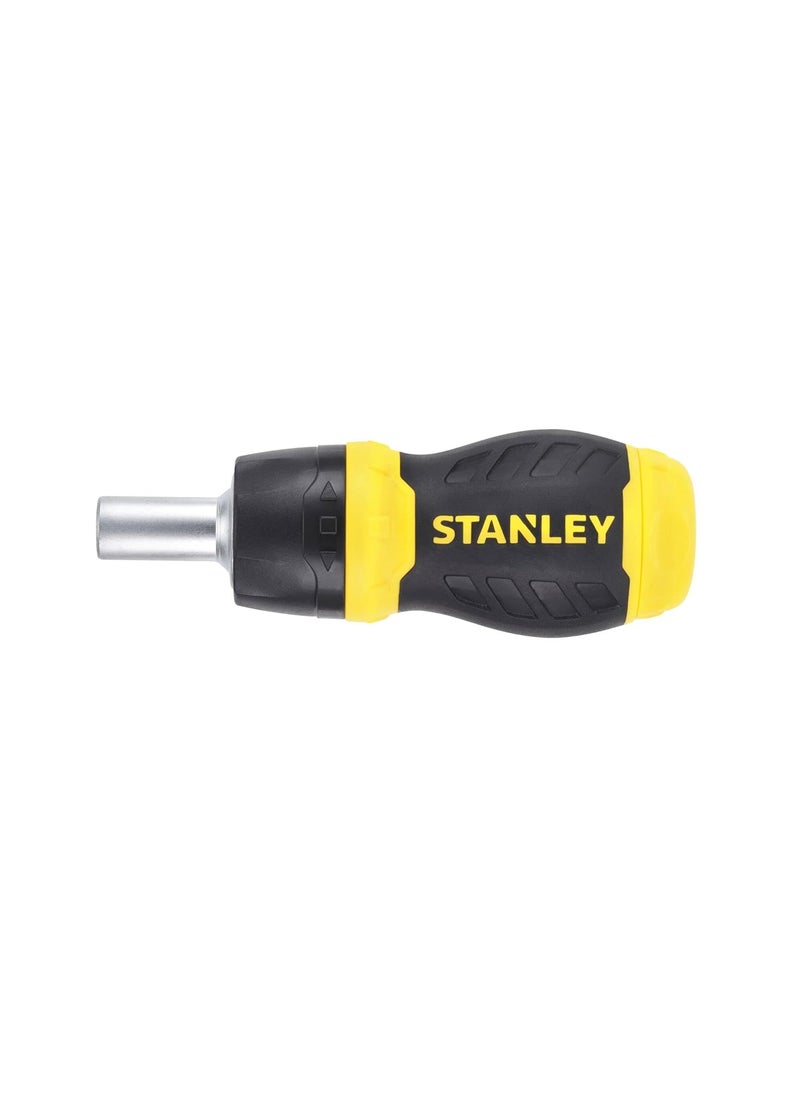 Stanley - Stanley 0-66-358 Stubby Muti-Bit Ratcheting Screwdriver, 6 Bits, 1 Set,Multicolour - Image 1