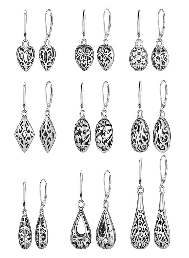 KesaPlan Silver Dangle Earrings for Women Silver Earrings Set, Boho Drop Earrings for Women, Hypoallergenic Trendy Earring Sets, Lightweight Dangling Teardrop Leverback Earrings Western Jewelry Gift for - Image 1