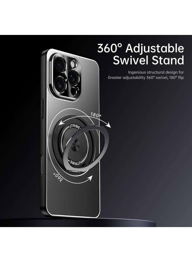 اس-توب جراب لهاتف iPhone 16 Plus مع حامل دوار من المعدن غير اللامع - Image 3