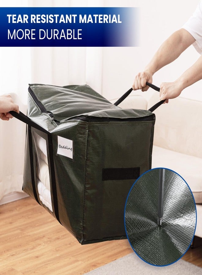 TAILI 4 Pack Green Extra Large Storage Bags, Heavy Duty Totes with Visible Window, Wrap Around Handles, Perfect for Moving - Image 4