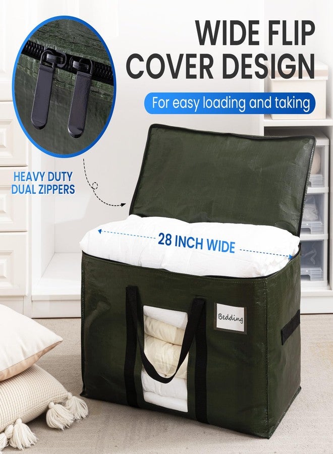 TAILI 4 Pack Green Extra Large Storage Bags, Heavy Duty Totes with Visible Window, Wrap Around Handles, Perfect for Moving - Image 5