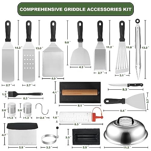 EWFEN 35PCS Griddle Accessories Kit, Flat Top Grill Accessories Set for Blackstone and Camp Chef, Grill Spatula Set with Enlarged Spatulas, Basting Cover, Scraper for Outdoor Barbecue - Image 2