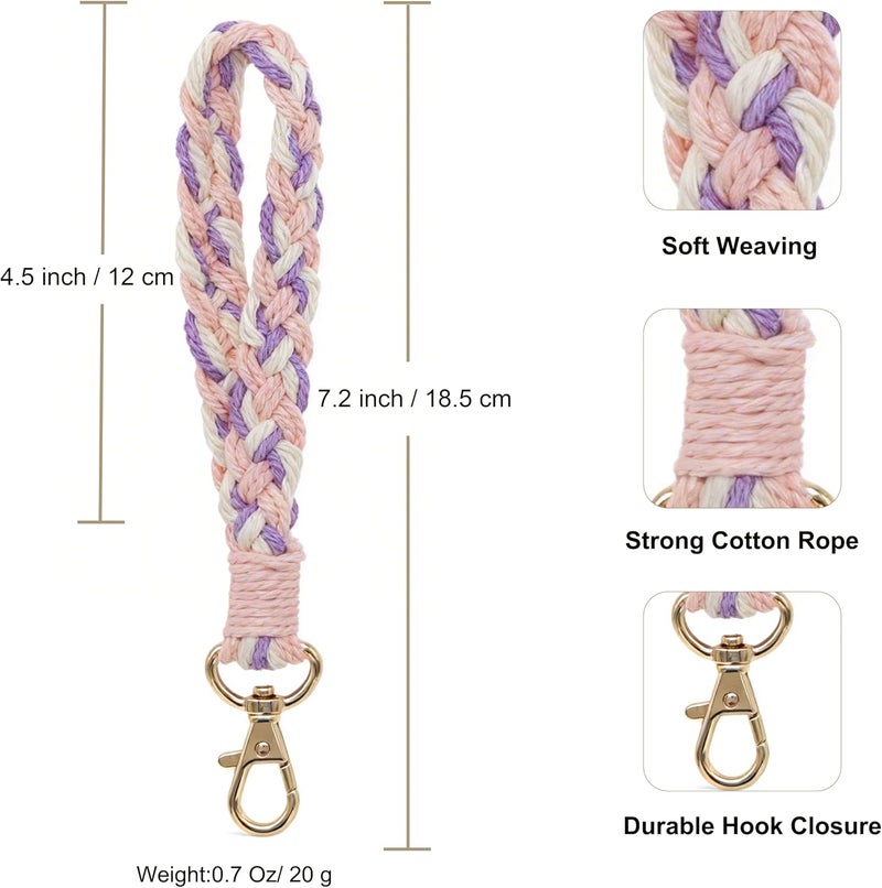 Moydolo Macrame Boho Keychain Bracelet Holder Handmade Keychain Wristlet Key Chain Wrist Lanyard for Women Girls - Image 1