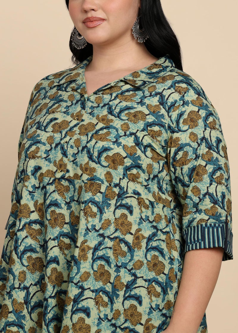 Yash Gallery Women's Cotton Printed Regular Fit Anarkali Kurta for Women Multicolour - Image 5