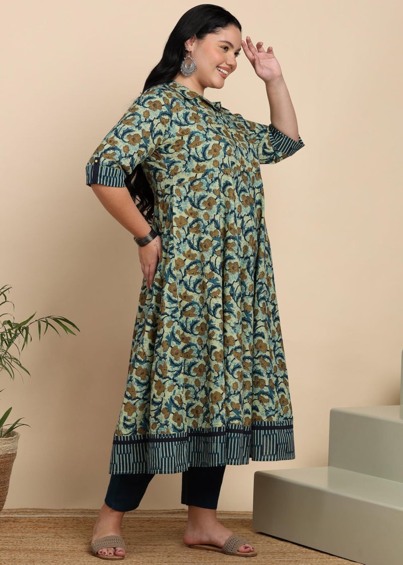 Yash Gallery Women's Cotton Printed Regular Fit Anarkali Kurta for Women Multicolour - Image 3