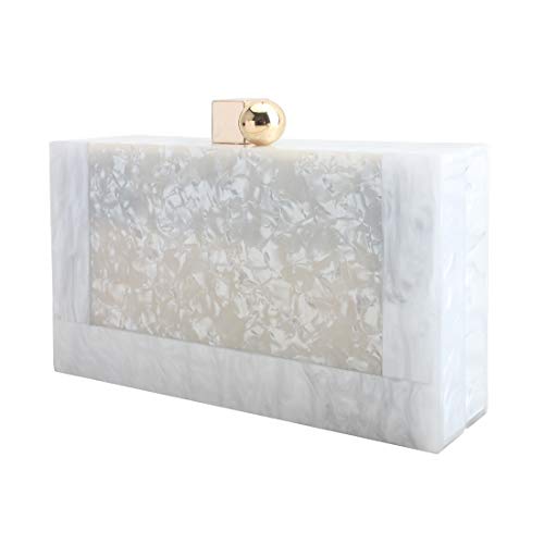 LETODE New acrylic contrast color stitching clutch for Women Wedding Party Clutch bag (5240-WHITE) - Image 2