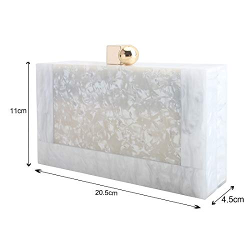 LETODE New acrylic contrast color stitching clutch for Women Wedding Party Clutch bag (5240-WHITE) - Image 3